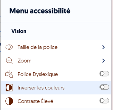 menu accessibilité
